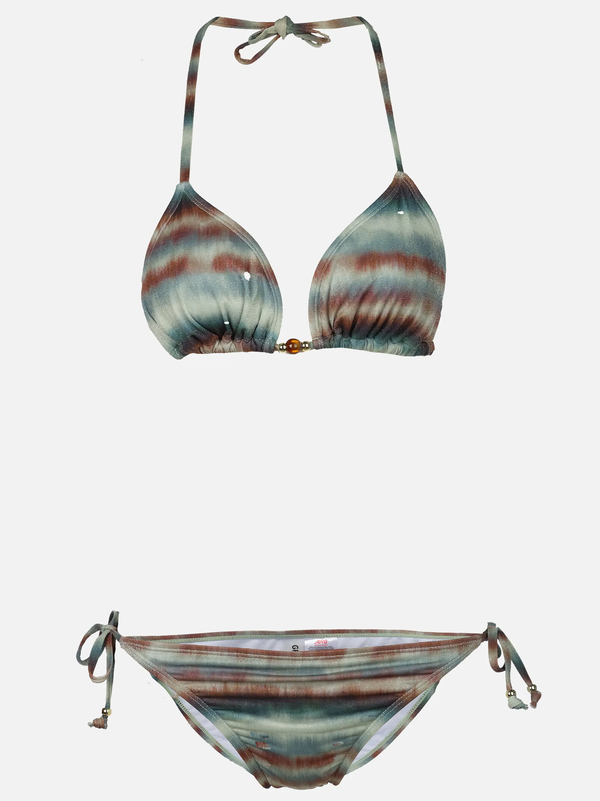 Grinario Sports Da-Bikini Set Triangel, m. Perlen, AOP Grün 923134 MINT BR GL 1
